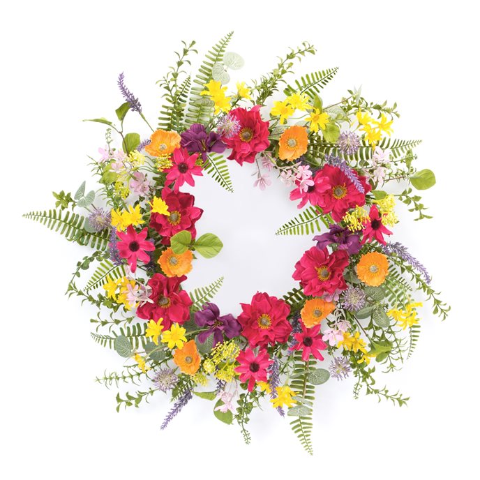 Mixed Fern and Wildflower Floral Wreath 23"D Thumbnail