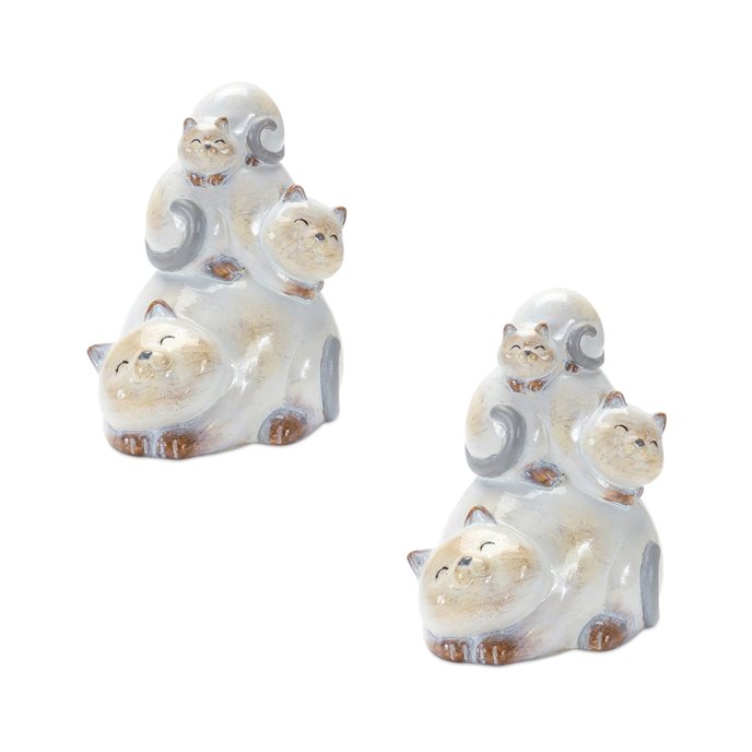 Happy Cat Terra Cotta Stacking Figurine (Set of 2) Thumbnail