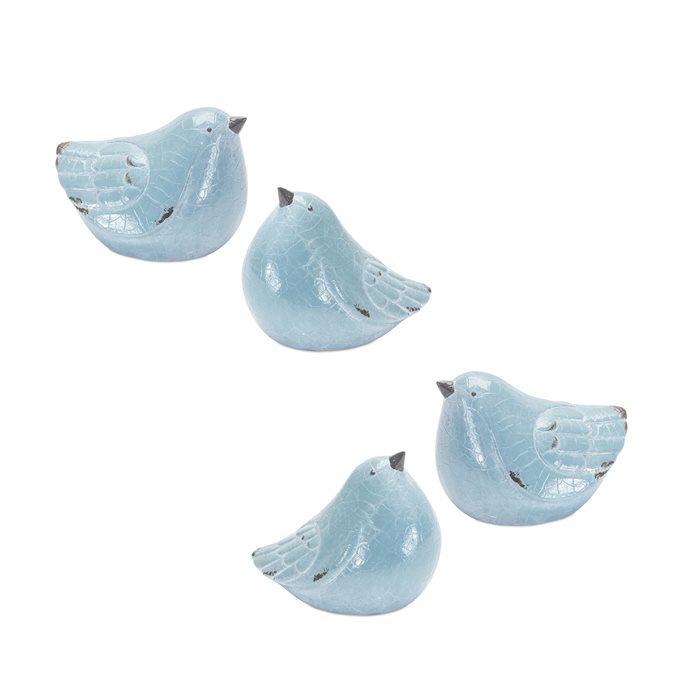 Cracked Terra Cotta Bird Figurine with Distressed Finish (Set of 4) Thumbnail