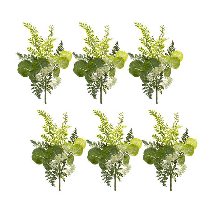 Fern and Eucalyptus Foliage Spray with Queen Anne Accent (Set of 6) Thumbnail