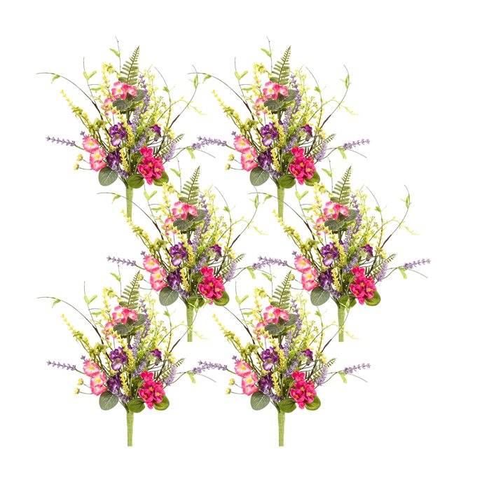 Mixed Wildflower Floral Bush with Lavender Accent (Set of 6) Thumbnail