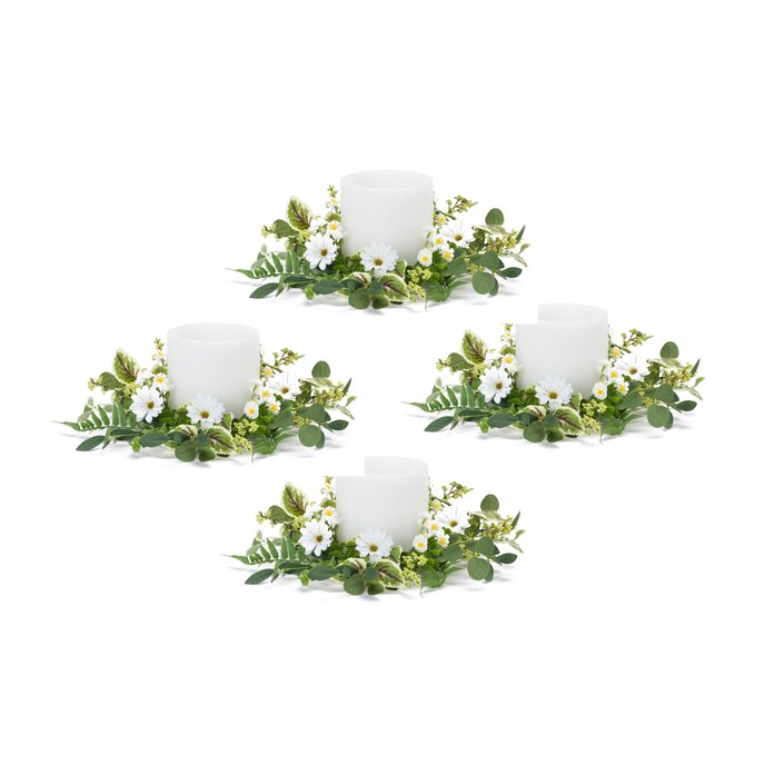 Mixed Foliage and Daisy Candle Ring (Set of 4) Thumbnail