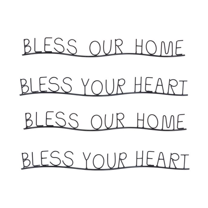 Bless Our Home and Heart Sentiment Decor (Set of 4) Thumbnail