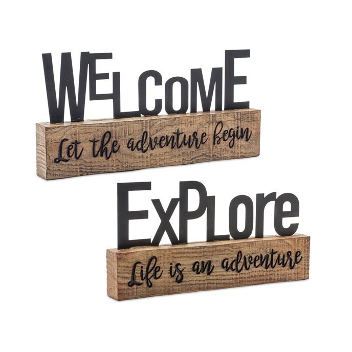 Explore and Welcome Tabletop Sentiment Sign (Set of 2) Thumbnail