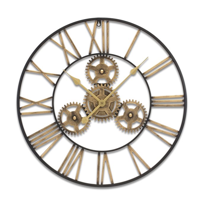 Industrial Iron Gears Wall Clock with Roman Numerals 23.75"D Thumbnail