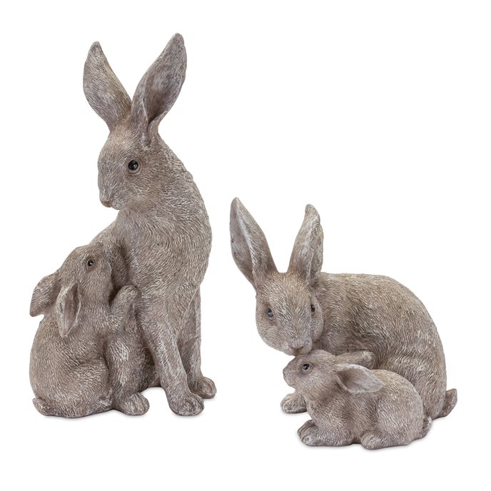 Stone Rabbit with Baby Bunny Figurine (Set of 2) Thumbnail