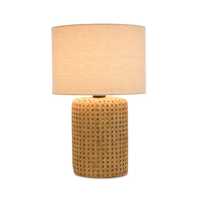 Stone Table Lamp with Rattan Design 18"H Thumbnail