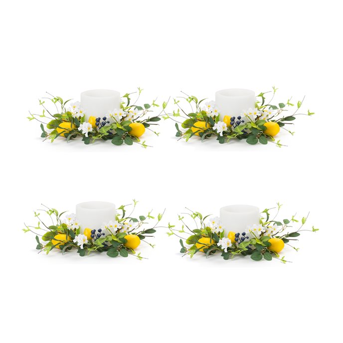 Lemon and Blue Berry Floral Candle Ring (Set of 6) Thumbnail