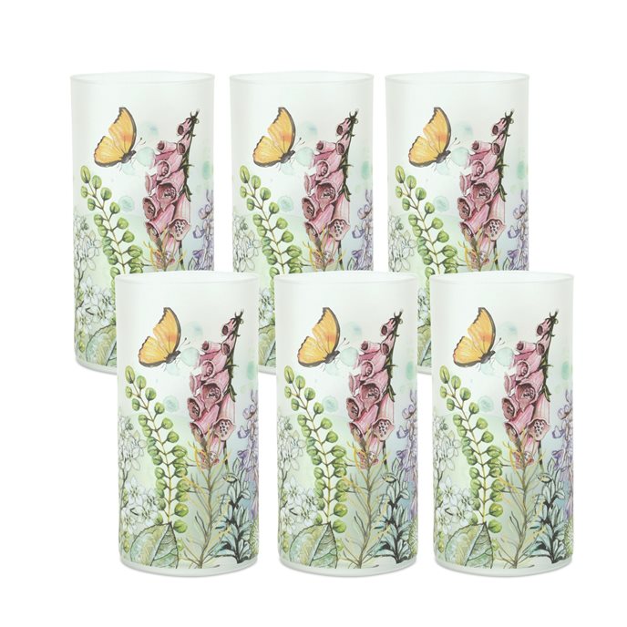 Frosted Floral and Butterfly Votive Candle Holder (Set of 6) Thumbnail