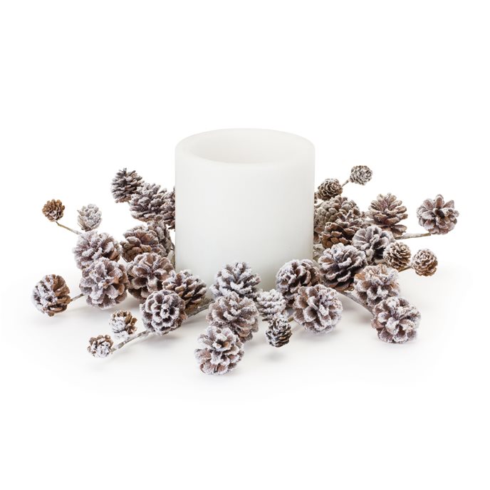 Flocked Pine Cone Candle Ring (Set of 2) Thumbnail