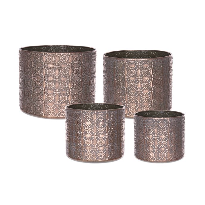 Ornate Geometric Metal Planter (Set of 4) Thumbnail