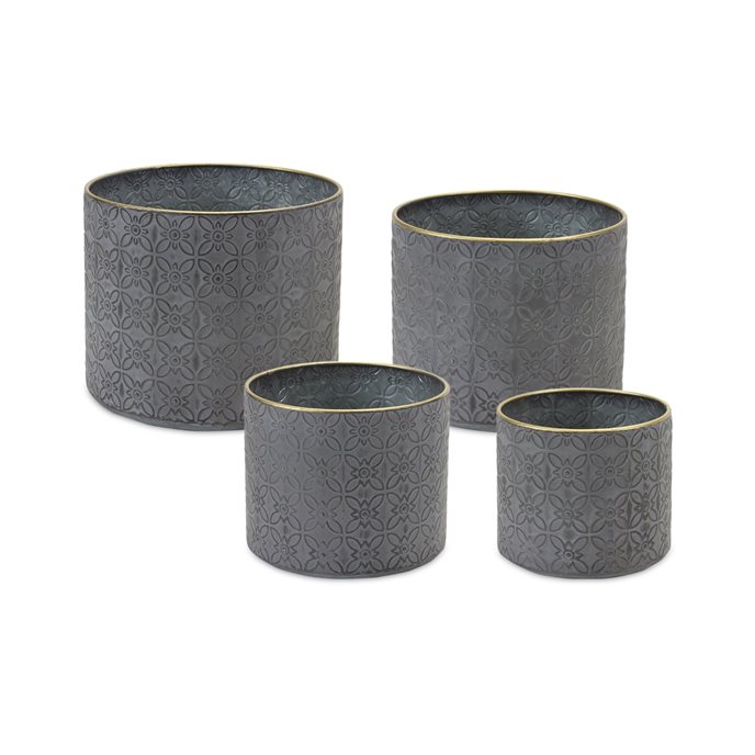 Ornate Geometric Metal Planter (Set of 4) Thumbnail