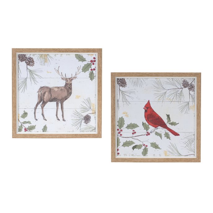 Framed Deer and Cardinal Bird Wall Art (Set of 2) Thumbnail