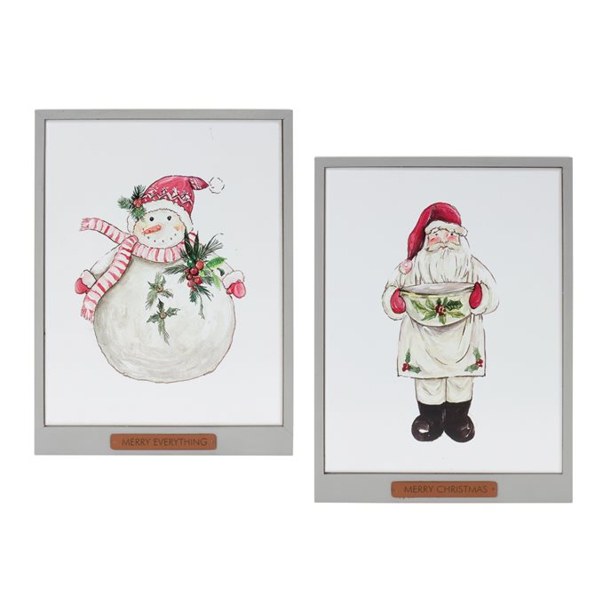 Framed Santa and Snowman Wall Art (Set of 2) Thumbnail