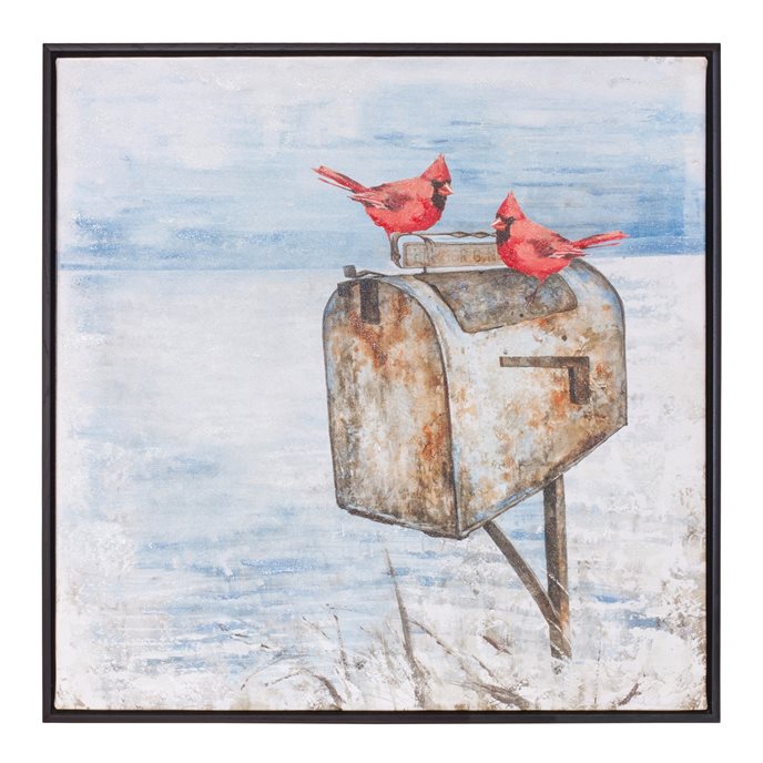 Cardinal and Mailbox Canvas Print 24"SQ Thumbnail