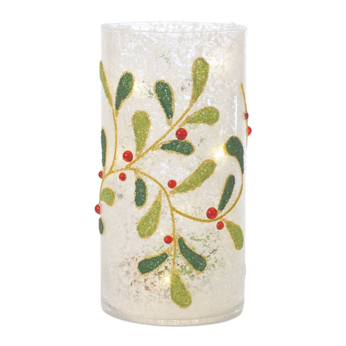 Beaded Glass Mistletoe Candle Holder (Set of 2) Thumbnail