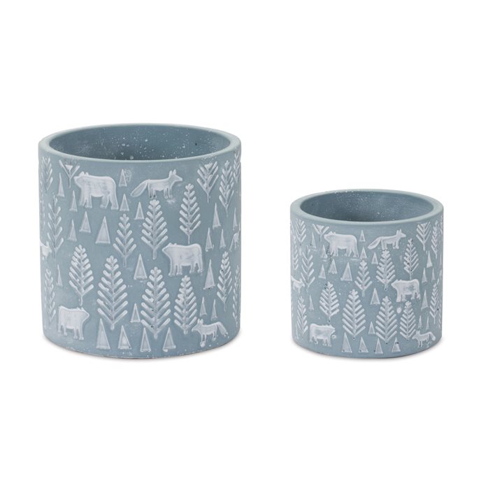 Woodland Winter Stone Planter (Set of 2) Thumbnail