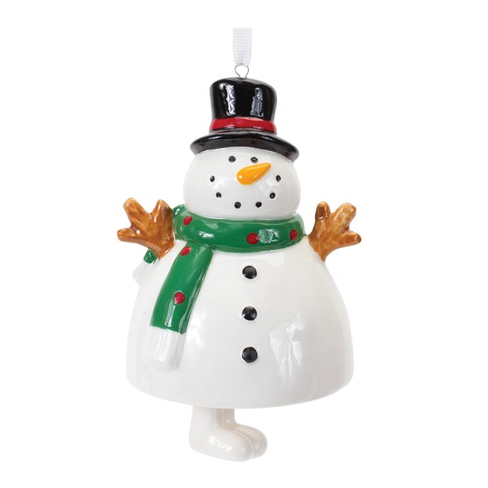 Ceramic Snowman Bell Ornament (Set of 12) Thumbnail