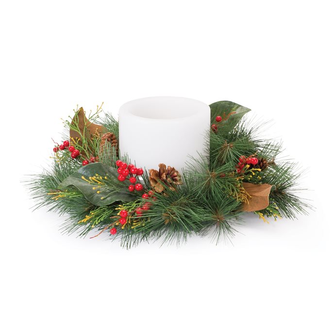 Mixed Pine and Magnolia Candle Ring (Set of 2) Thumbnail