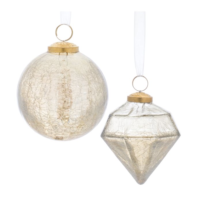 Champagne Crackle Glass Ornament (Set of 6) Thumbnail