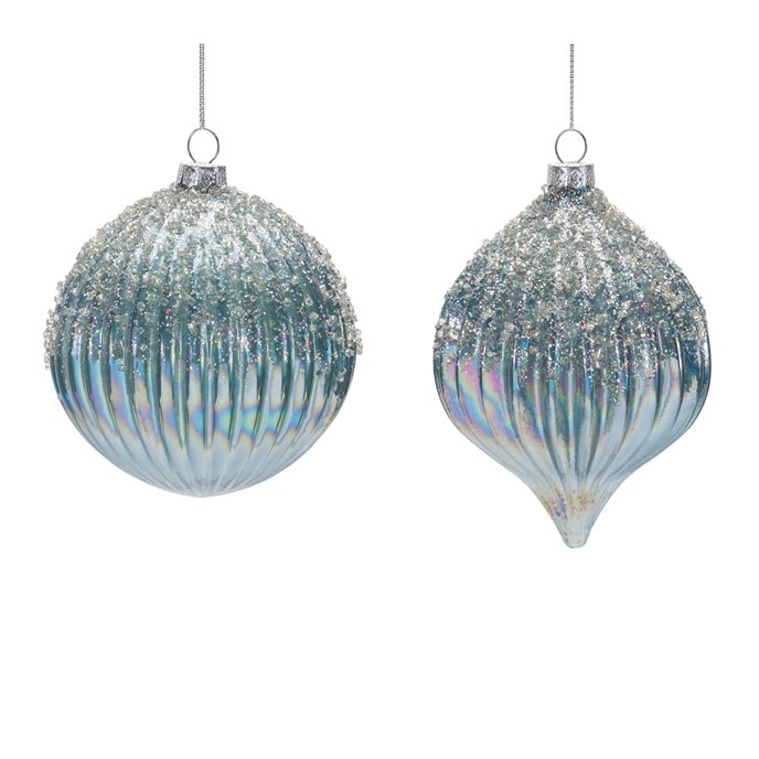 Beaded Irredescent Glass Ornament (Set of 6) Thumbnail