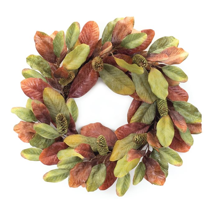 Fall Magnolia Leaf Wreath 24"D Thumbnail