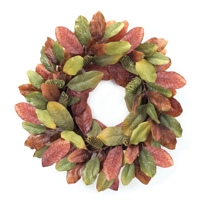 Fall Magnolia Leaf Wreath 26"D Thumbnail