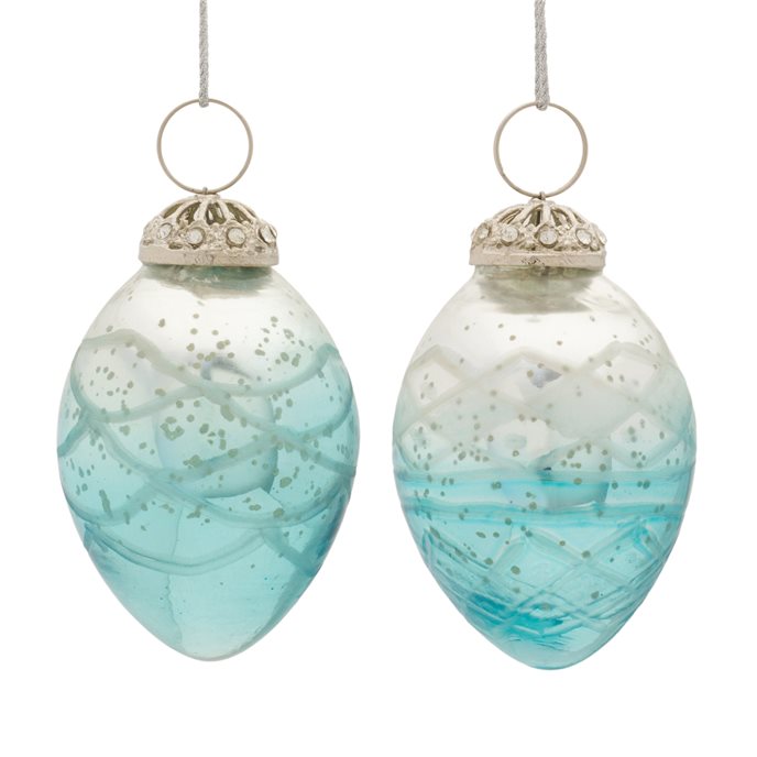 Blue Ombre Glass Drop Ornament (Set of 6) Thumbnail