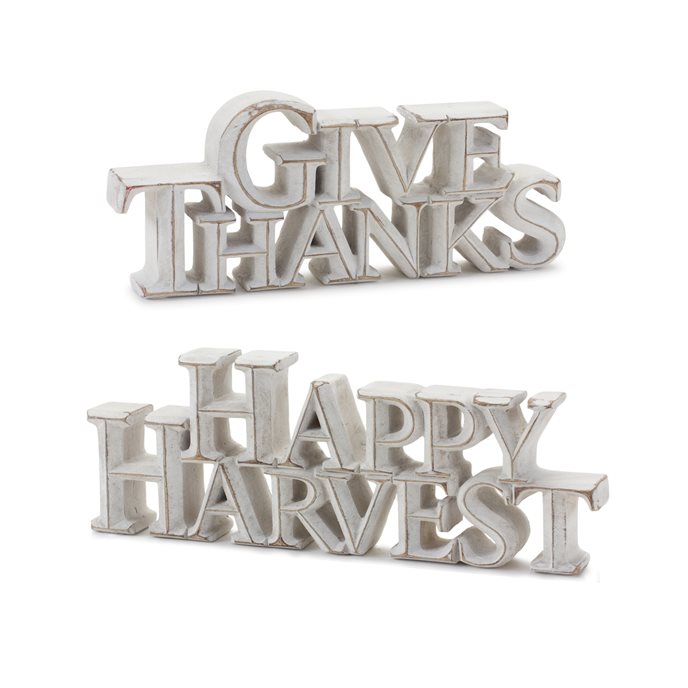 Happy Harvest and Give Thanks Tabletop Sign (Set of 2) Thumbnail