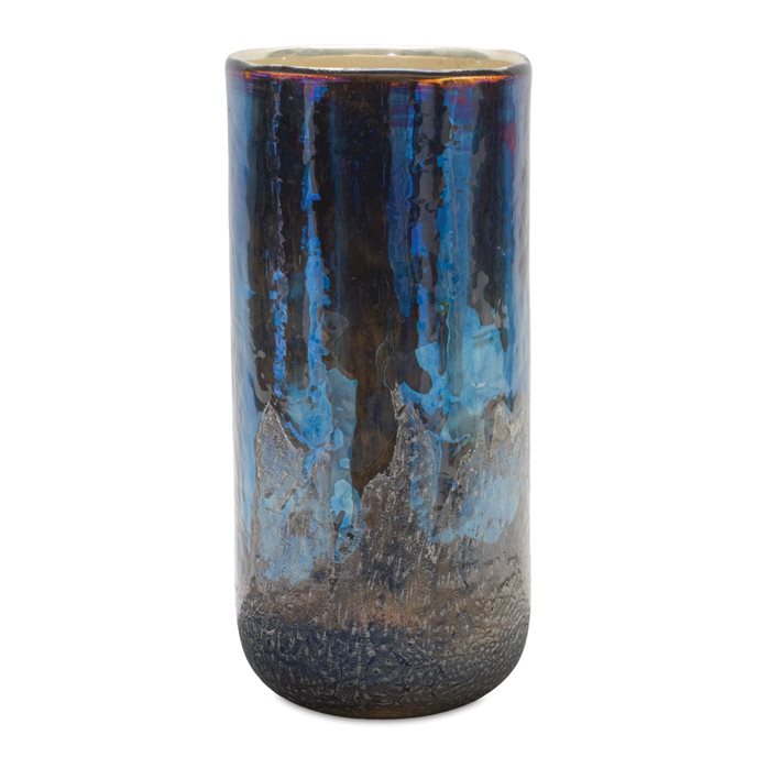 Irredescent Navy Glass Candle Holder Thumbnail