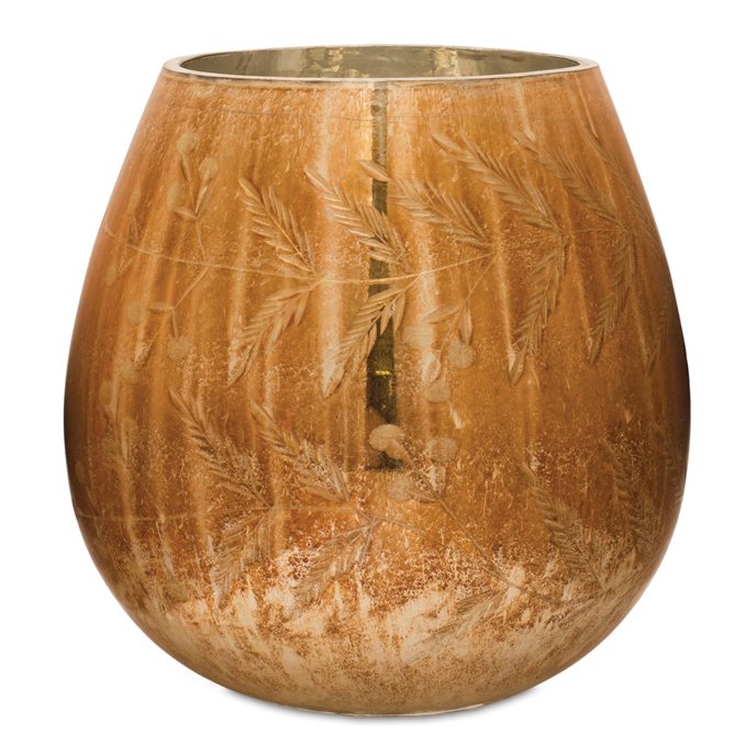 Etched Amber Glass Candle Holder (Set of 2) Thumbnail