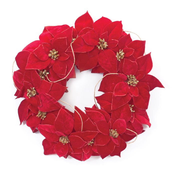 Holiday Poinsettia Flower Wreath 20.5"D Thumbnail