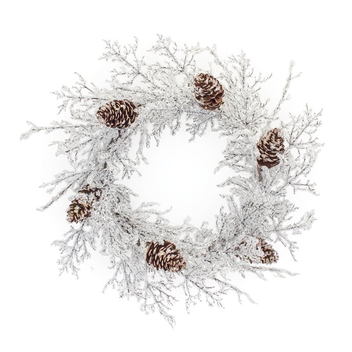 Iced Twig Pinecone Wreath 24"D Thumbnail