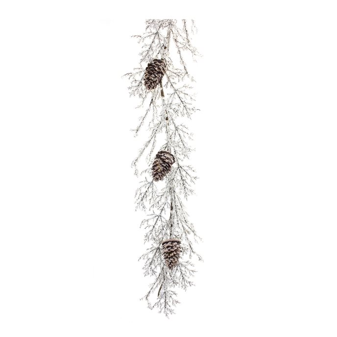 Iced Twig Garland with Pinecones 5'L Thumbnail