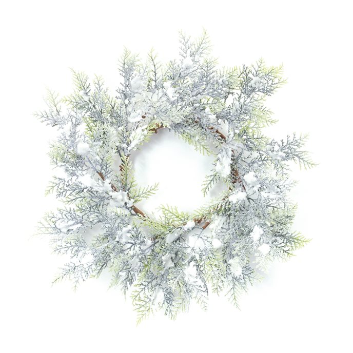 Flocked Cedar Wreath 15"D Thumbnail