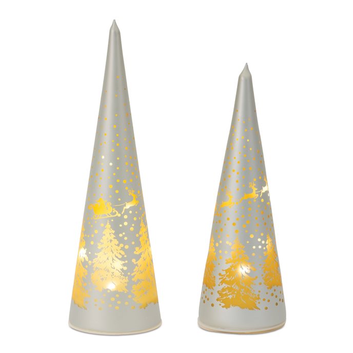 LED Frosted Glass Tree Decor (Set of 2) Thumbnail