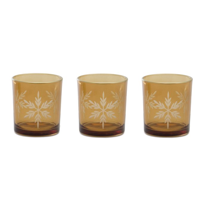 Glass Snowflake Votive Candle Holder (Set of 3) Thumbnail