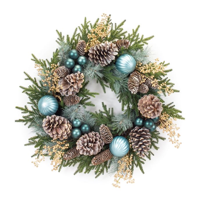 Decorated Mixed Pine Wreath 27"D Thumbnail