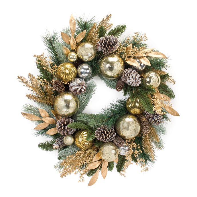 Decorated Mixed Pine Wreath 27"D Thumbnail