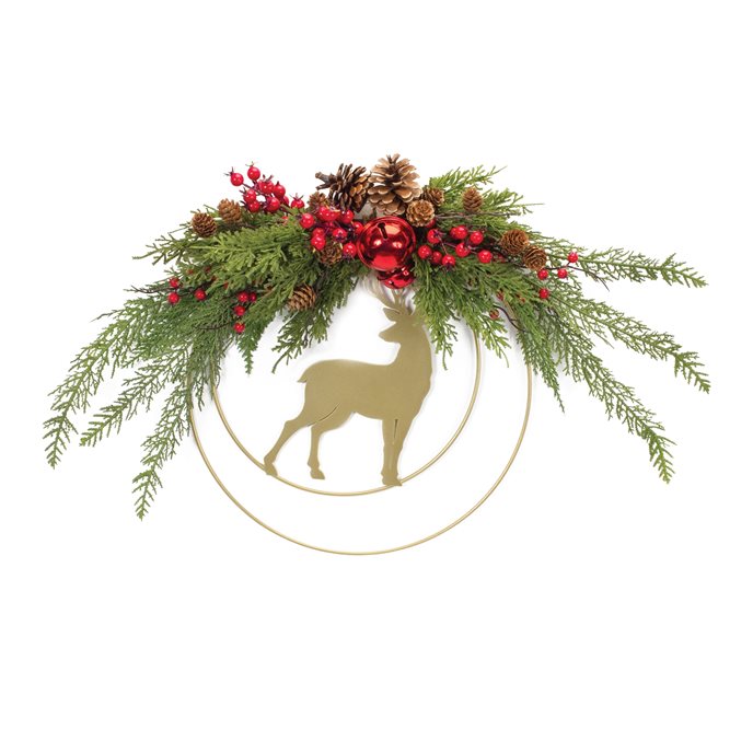 Deer and Pine Half Wreath 18"D Thumbnail