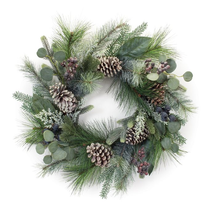 Mixed Pine Eucalyptus Berry Wreath 24"D Thumbnail