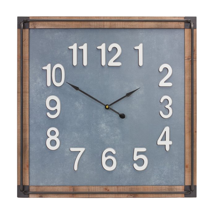 Wood Framed Square Wall Clock 23.5"SQ Thumbnail