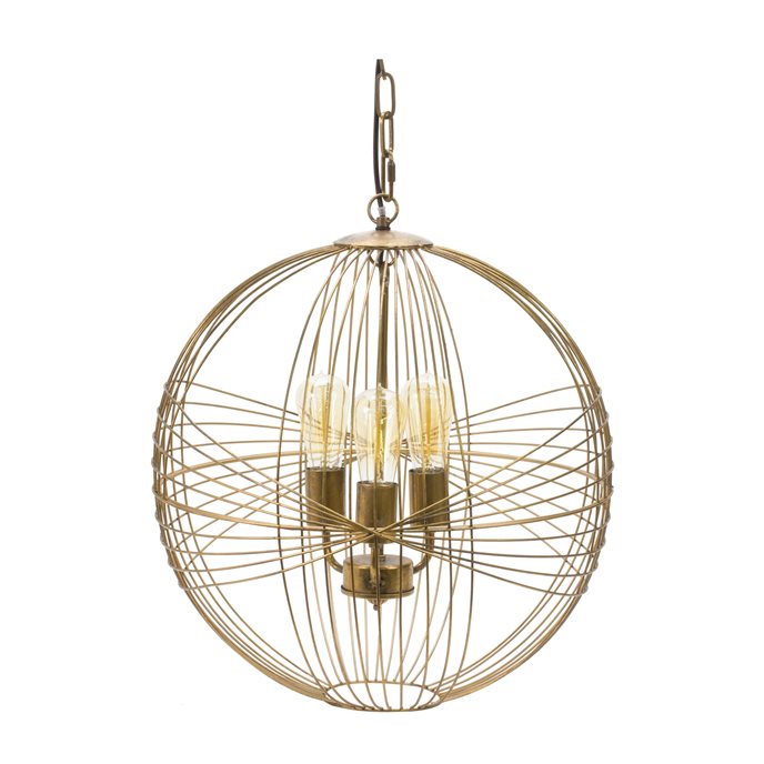 Intricate Metal Sphere Hanging Lamp 20"D Thumbnail