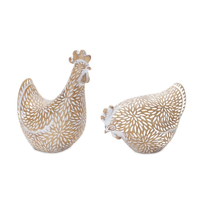 Etched Chicken Figurine (Set of 2) Thumbnail