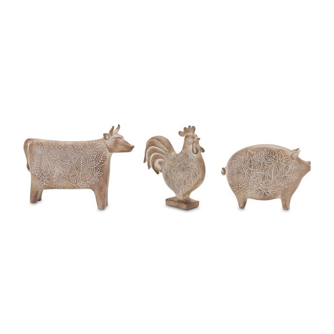 Floral Etched Farm Animal (Set of 3) Thumbnail