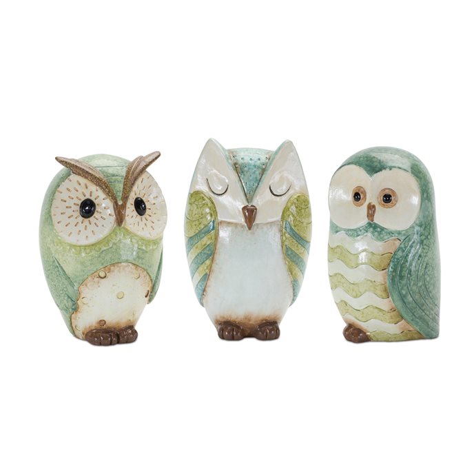 Terra Cotta Owl Figurine (Set of 3) Thumbnail