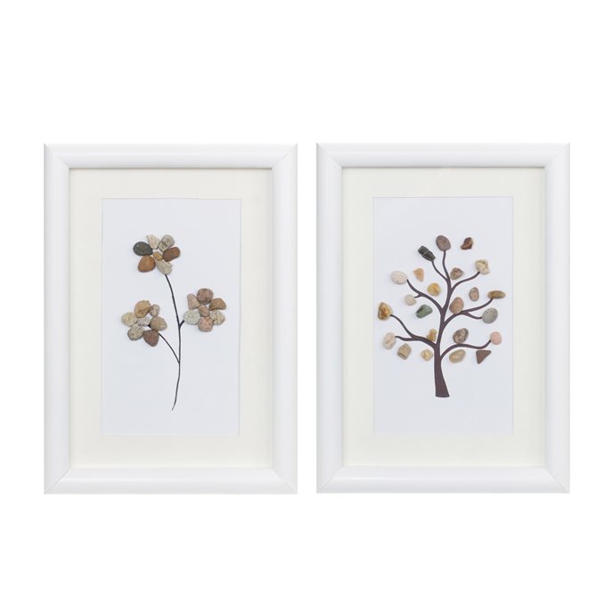 Framed Tree and Floral Pebble Art (Set of 2) Thumbnail