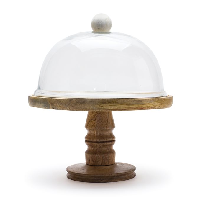 Glass Cloche with Wood Pedestal 10.5"D Thumbnail