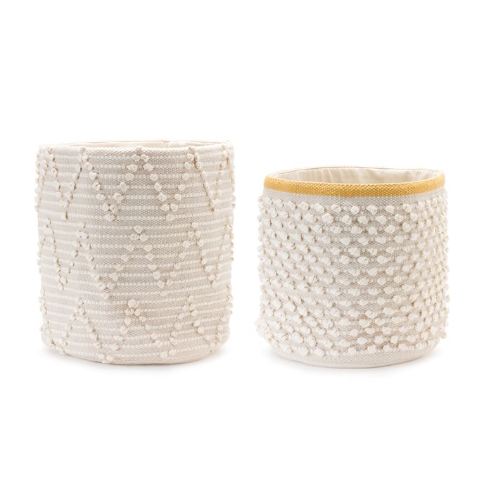 White Woven Cotton Basket (Set of 2) Thumbnail