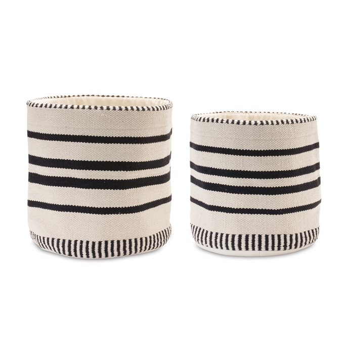 Striped Woven Cotton Basket (Set of 2) Thumbnail